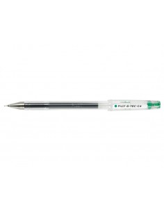 Pilot Boligrafo de Gel G-Tec C4 - Extra Fino - Recargable - Punta de Bola 0.4mm - Trazo 0.2mm - Color Verde