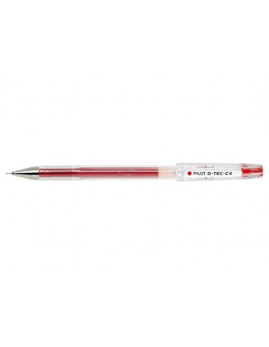 Pilot Boligrafo de Gel G-Tec C4 - Extra Fino - Recargable - Punta de Bola 0.4mm - Trazo 0.2mm - Color Rojo