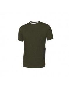 Upower Road Camiseta de Manga Corta en Polycotton Jersey - Talla 4XL - Slim-Fit-Cuello Acanalado Elastico-Bolsillo para
