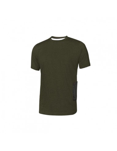 Upower Road Camiseta de Manga Corta en Polycotton Jersey - Talla S - Slim-Fit-Cuello Acanalado Elastico-Bolsillo para