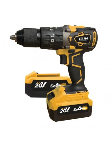 Blim Taladro Percutor a Bateria 20V 5Ah - Motor sin Escobillas - 68Nm Par Maximo - 2 Velocidades 0-500 0-2000rpm - Incluye 2