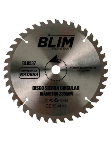 Blim Disco Corte de Madera para Sierra 235mm - 60 Dientes con Recubrimiento en Carburo de Tungsteno