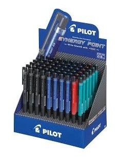 Pilot Synergy Point Expositor de 60 Boligrafos de Gel Retractiles - Punta Fina 0.5mm - Trazo 0.25mm - Recargable - Colores