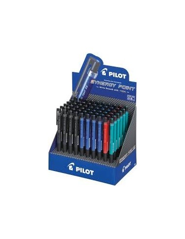 Pilot Synergy Point Expositor de 60 Boligrafos de Gel Retractiles - Punta Fina 0.5mm - Trazo 0.25mm - Recargable - Colores
