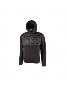 Upower Spock Chaqueta Hibrida Transpirable y Antiviento - Talla L - Cierre Impermeable-Capucha Ajustable-Plumon sin