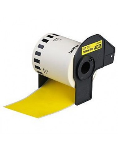 Brother DK22606 - Etiquetas Genericas de Tamaño personalizado - Ancho 62mm x 15 24 metros - Texto negro sobre fondo amarillo