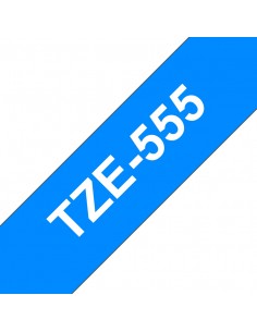 Brother TZe555 Cinta Laminada Generica de Etiquetas - Texto blanco sobre fondo azul - Ancho 24mm x 8 metros