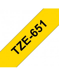 Brother TZe651 Cinta Laminada Generica de Etiquetas - Texto negro sobre fondo amarillo - Ancho 24mm x 8 metros