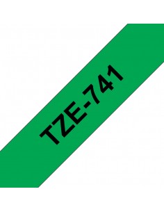 Brother TZe741 Cinta Laminada Generica de Etiquetas - Texto negro sobre fondo verde - Ancho 18mm x 8 metros
