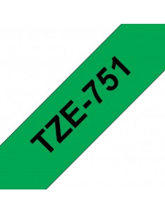 Brother TZe751 Cinta Laminada Generica de Etiquetas - Texto negro sobre fondo verde - Ancho 24mm x 8 metros