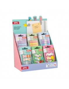 Apli Expositor con 48 Packs de 80 Indices Adhesivos de Papel 44x16mm - Faciles de Despegar - Organiza Tus Documentos