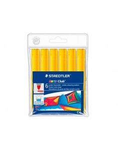 Staedtler Noris Jumbo 340 Pack de 6 Rotuladores Jumbo - Punta de Fibra - Trazo 3mm - Tapa Ventilada - Color Amarillo