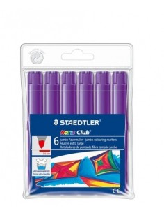 Staedtler Noris Jumbo 340 Pack de 6 Rotuladores Jumbo - Punta de Fibra - Trazo 3mm - Tapa Ventilada - Color Violeta