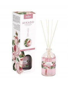 Prady Ambientador Mikado Rosas - Frasco de Cristal 100 ml y Varitas Difusoras