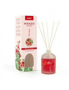 Prady Ambientador Mikado Frutos Rojos - Frasco de Cristal 100 ml y Varitas Difusoras