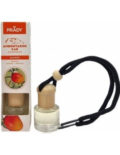 Prady Ambientador Coche Mango - Frasco de Cristal 6 ml y Cuerda para Espejo Retrovisor