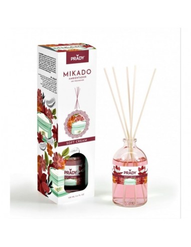 Prady Ambientador Mikado Soft Cream - Frasco de Cristal 100 ml y Varitas Difusoras