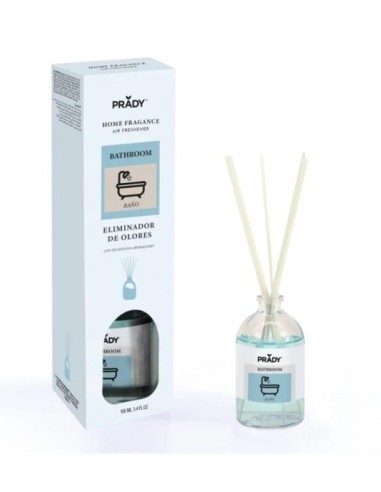 Prady Ambientador Mikado Neutralizador de Olores Para BaÃ±o - Frasco de Cristal 100 ml y Varitas Difusoras