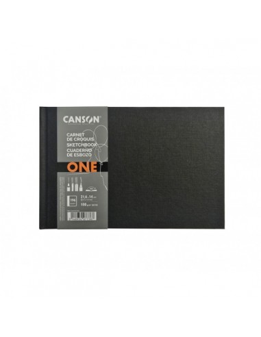Canson Sketch One Cuaderno Apaisado con 98 Hojas - 21.6x14cm - 100g - Grano Fino - Color Blanco