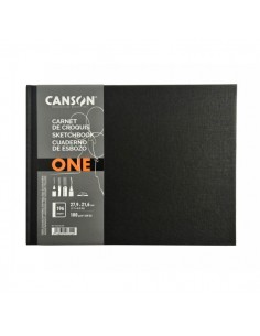 Canson Sketch One Cuaderno Apaisado con 98 Hojas - 27.9x21.6m - 100g - Grano Fino - Color Blanco