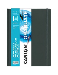 Canson Graduate Acuarela Cuaderno con 28 Hojas - 21.6x27.9cm - 250g - Grano Fino - Color Blanco