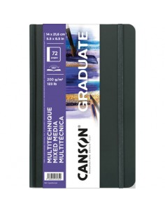 Canson Graduate Mix Media Cuaderno - 36 Hojas de 14x21.6cm - 200g - Grano Fino - Color Blanco
