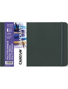 Canson Graduate Mix Media Cuaderno - 36 Hojas de 21.6x14cm - 200g - Grano Fino - Color Blanco