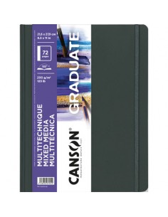 Canson Graduate Mix Media Cuaderno - 36 Hojas de 21.6x27.9cm - 200g - Grano Fino - Color Blanco