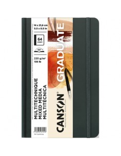 Canson Graduate Mix Media Cuaderno con 32 Hojas - 14x21.6cm - 220g - Grano Fino - Color Ocre