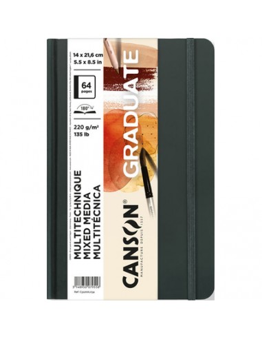 Canson Graduate Mix Media Cuaderno con 32 Hojas - 14x21.6cm - 220g - Grano Fino - Color Ocre