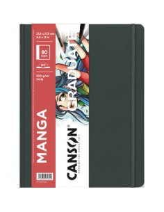 Canson Graduate Manga Cuaderno con 40 Hojas - 21.6x27.9cm - 200g - Grano Liso - Color Blanco