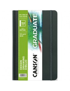 Canson Graduate Dibujo Cuaderno con 52 Hojas - 14x21.6cm - 160g - Grano Fino - Color Blanco