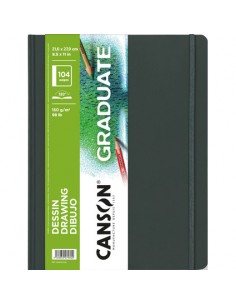 Canson Graduate Dibujo Cuaderno con 52 Hojas - 21.6x27.9cm - 160g - Grano Fino - Color Blanco