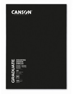Canson Graduate Dibujo y Esbozo Cuaderno Grapado con 20 Hojas A6 - 140g - Grano Fino - Color Blanco