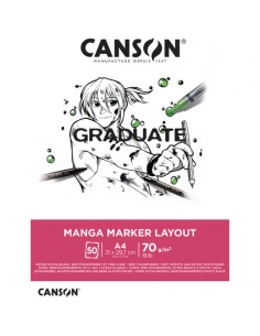 Canson Graduate Manga Layout Bloc Encolado de 20 Hojas A4 - 70g - Extraliso - Color Blanco