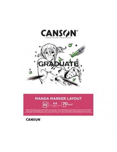 Canson Graduate Manga Layout Bloc Encolado de 20 Hojas A3 - 70g - Extraliso - Color Blanco