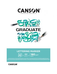 Canson Graduate Lettering Rotulador Bloc Encolado de 20 Hojas A4 - 180g - Satinado - Color Blanco