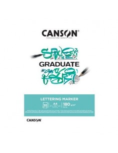 Canson Graduate Lettering Rotulador Bloc Encolado de 20 Hojas A3 - 180g - Satinado - Color Blanco