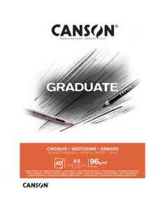 Canson Graduate Sketch Bloc Encolado de 40 Hojas A5 - 96g - Grano Fino - Color Blanco