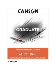 Canson Graduate Sketch Bloc Encolado de 40 Hojas A4 - 96g - Grano Fino - Color Blanco