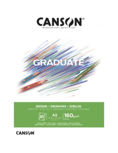 Canson Graduate Dibujo Bloc Encolado de 30 Hojas A5 - 160g - Grano Fino - Color Blanco Natural