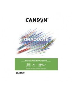 Canson Graduate Dibujo Bloc Encolado de 30 Hojas A3 - 160g - Grano Fino - Color Blanco Natural