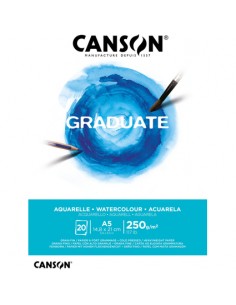 Canson Graduate Acuarela Bloc Encolado de 20 Hojas A5 - 250g - Grano Fino - Color Blanco