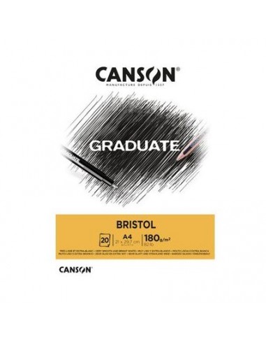 Canson Graduate Bristol Bloc Encolado de 20 Hojas A5 - 180g - Extraliso - Color Blanco