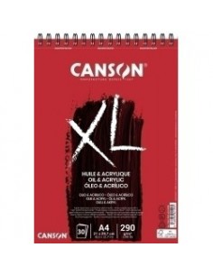Canson XL Oleo & Acrilico Album Espiral de 30 Hojas A4 - 290g - Grano Fino - Color Blanco