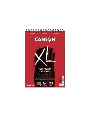 Canson XL Oleo & Acrilico Album Espiral de 30 Hojas A4 - 290g - Grano Fino - Color Blanco