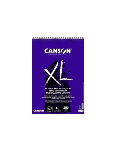 Canson XL Mix Media Fluido Album Espiral de 30 Hojas A3 - 250g - Grano Fino - Color Blanco