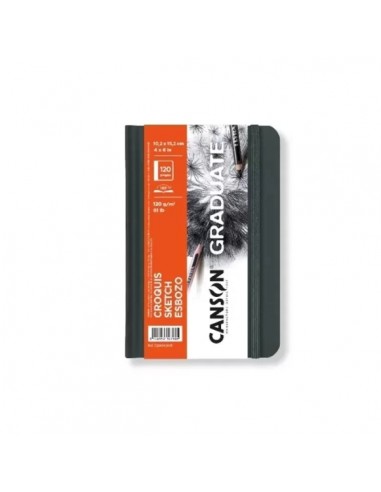 Canson Graduate Sketch Cuaderno con 60 Hojas - 10.2x15.2cm - 120g - Grano Fino - Tapa Dura - Color Blanco