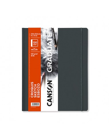Canson Graduate Sketch Cuaderno con 60 Hojas - 27.9x35.6cm - 120g - Grano Fino - Tapa Dura - Color Blanco