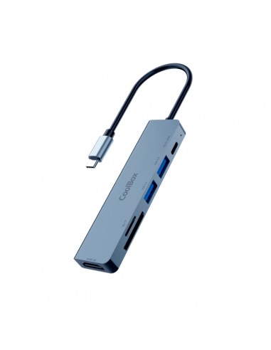 CoolBox MiniDock C61 USB-C - 1x HDMI 4K-2x USB 3.2 Gen1-1x USB-C PD-1x SD-1xMicroSD TF - Compatible con PC-MAC y